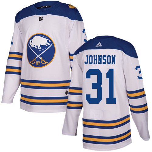 Men's Buffalo Sabres #31 Chad Johnson White Authentic 2018 Winter Classic Stitched Hockey Jersey