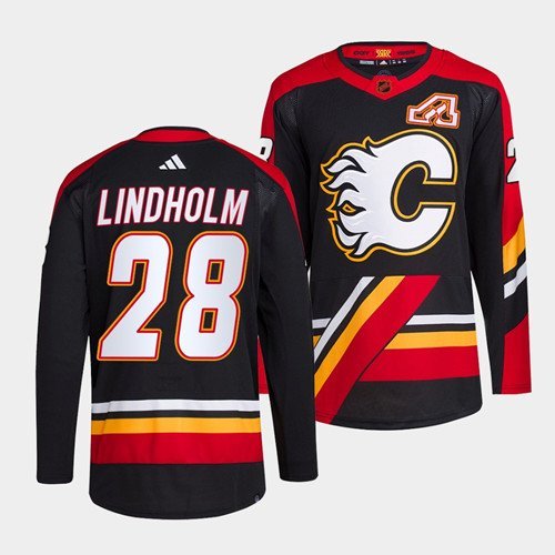 Calgary Flames #28 Elias Lindholm Black Reverse Retro Stitched Jersey